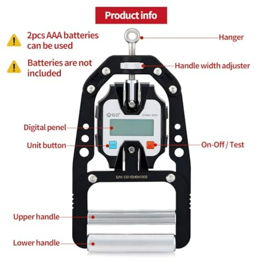 440 Lbs (200 Kgs)Digital Hand Dynamometer Grip Strength Measurement Electronic Hand Grip Strength Tester Grip Strengthener Hand