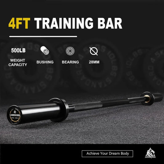 Premium 4ft Barbell — 500 lbs Capacity, 2-Inch Olympic Bar