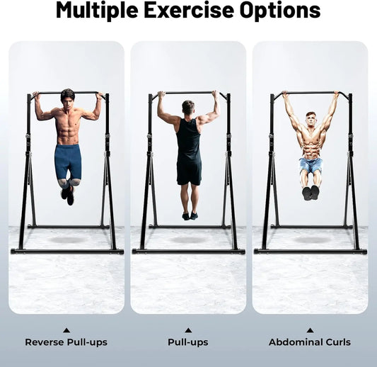 Foldable Power Tower Pull Up Bar Dip Station, 200kg/440.92lbs Triangular Pull Up Bar Station Adjustable, Multi-Function Strength