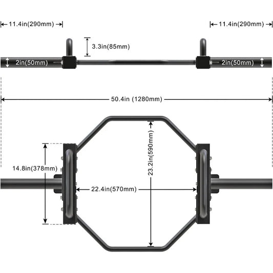 Hex Bar Barbell Deadlift for 2" Barbell Solid Hex Weight Lifting Trap Bar Shrug Bar with Handles