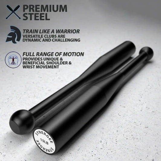 Indian Clubs 15lb (Pair) Power Clubs - Exercise Weight Club Bells - Grip and Forearm Strength Trainer - Sold in Pairs