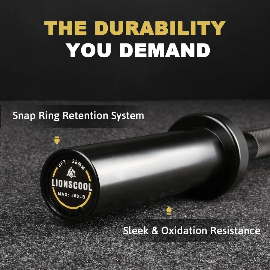 Premium 4ft Barbell — 500 lbs Capacity, 2-Inch Olympic Bar