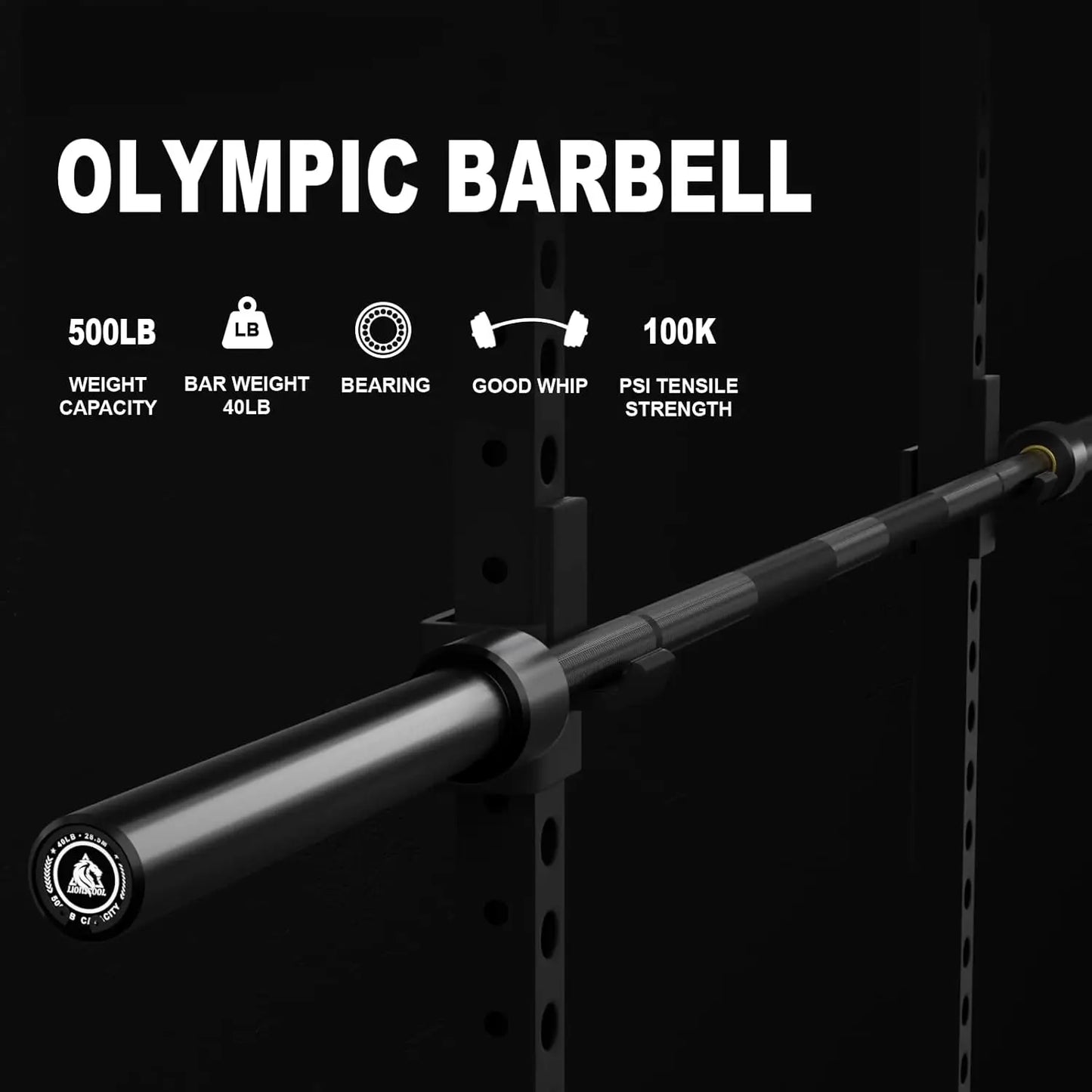 7ft Olympic Barbell — 500 lbs Capacity, 2-Inch Bar for Squats, Deadlifts & Presses