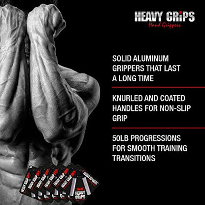 Heavy Grips Hand Gripper Set — 3 Levels: 100lb, 150lb, 200lb