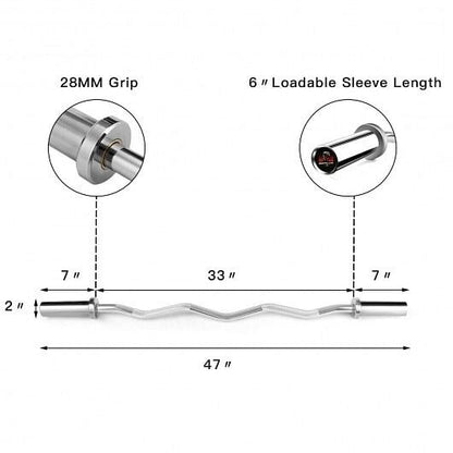 47-Inch Chrome Steel Olympic Barbell — Home Gym Fitness Bar