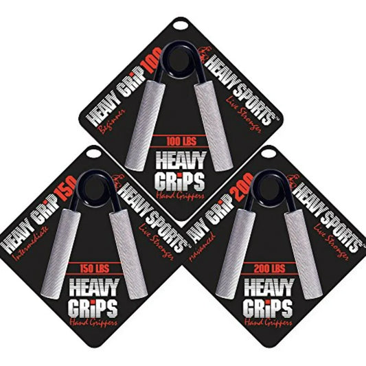 Heavy Grips Hand Grippers - Set of 3 Non-Slip - 100lb, 150lb, 200lb – Effectively Train Your Hand Grip Strength - Targeted Forea