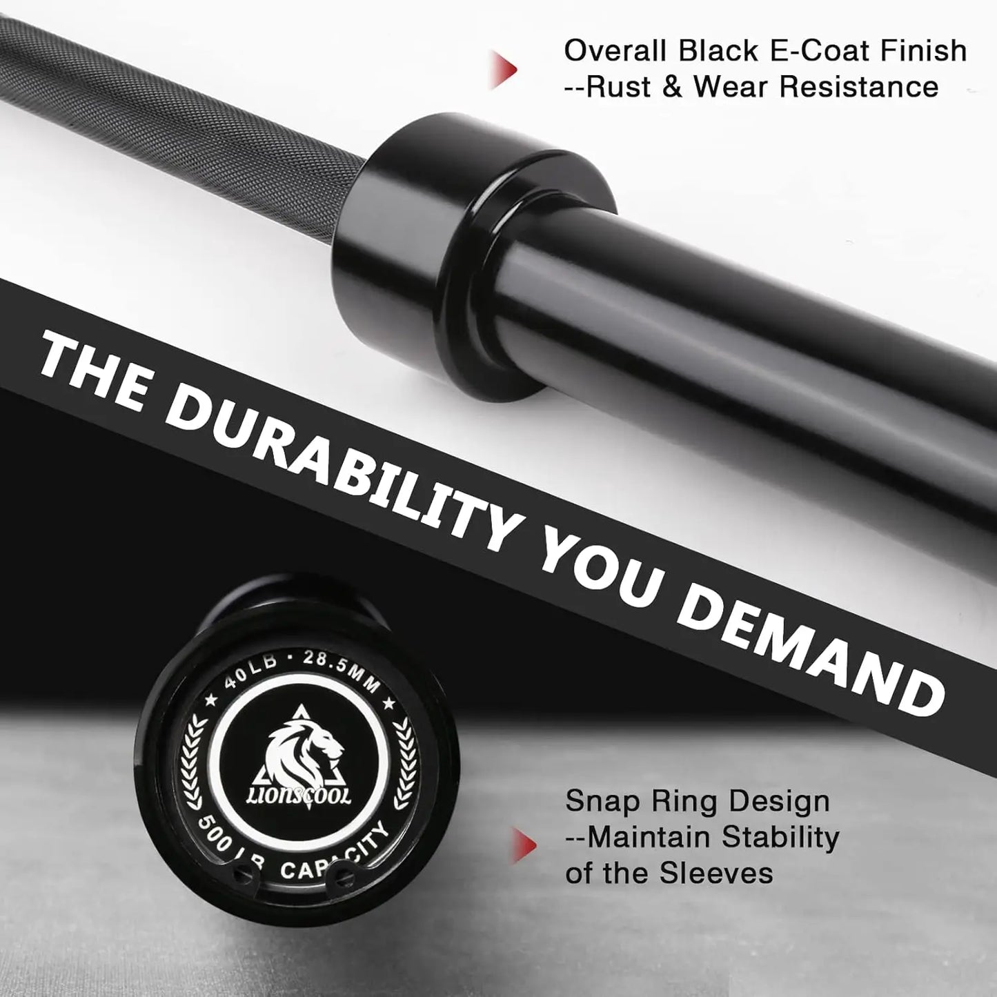 7ft Olympic Barbell — 500 lbs Capacity, 2-Inch Bar for Squats, Deadlifts & Presses