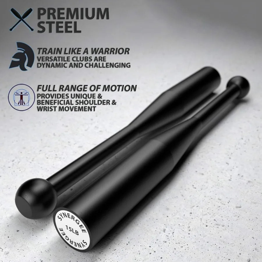 Steel Indian Clubs 15lb (Pair) — Power Clubs for Grip & Forearm Strength