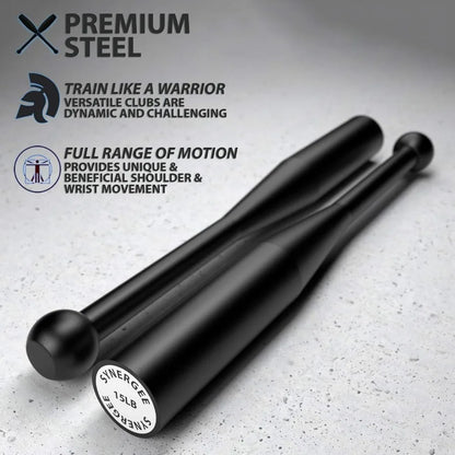 Steel Indian Clubs 15lb (Pair) — Power Clubs for Grip & Forearm Strength